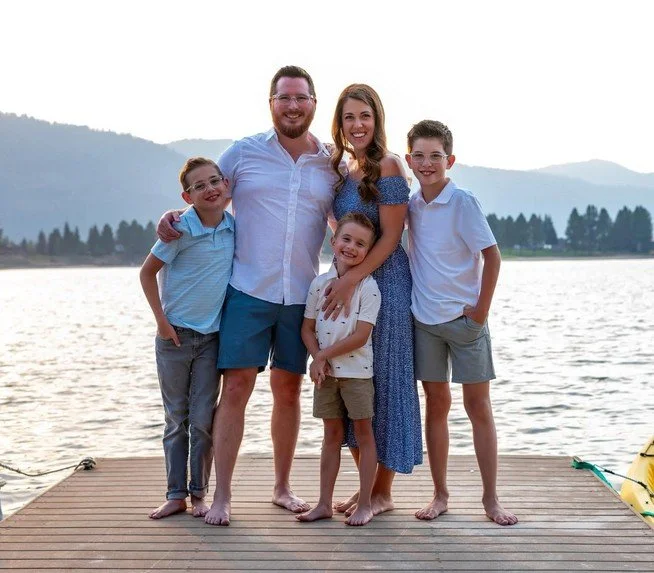 Sarah Lechner with her family at the lake